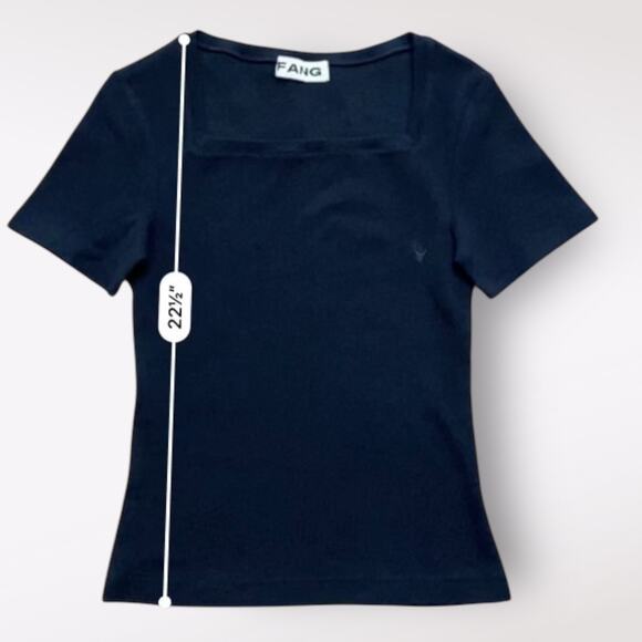 Fang Essential Square Neck Ribbed Tee Mens Size Small Black Basic - Picture 5 of 8